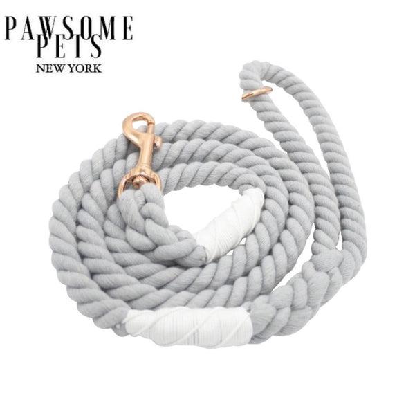 PawPawPaw Cotton Rope Dog Leash — Light Grey